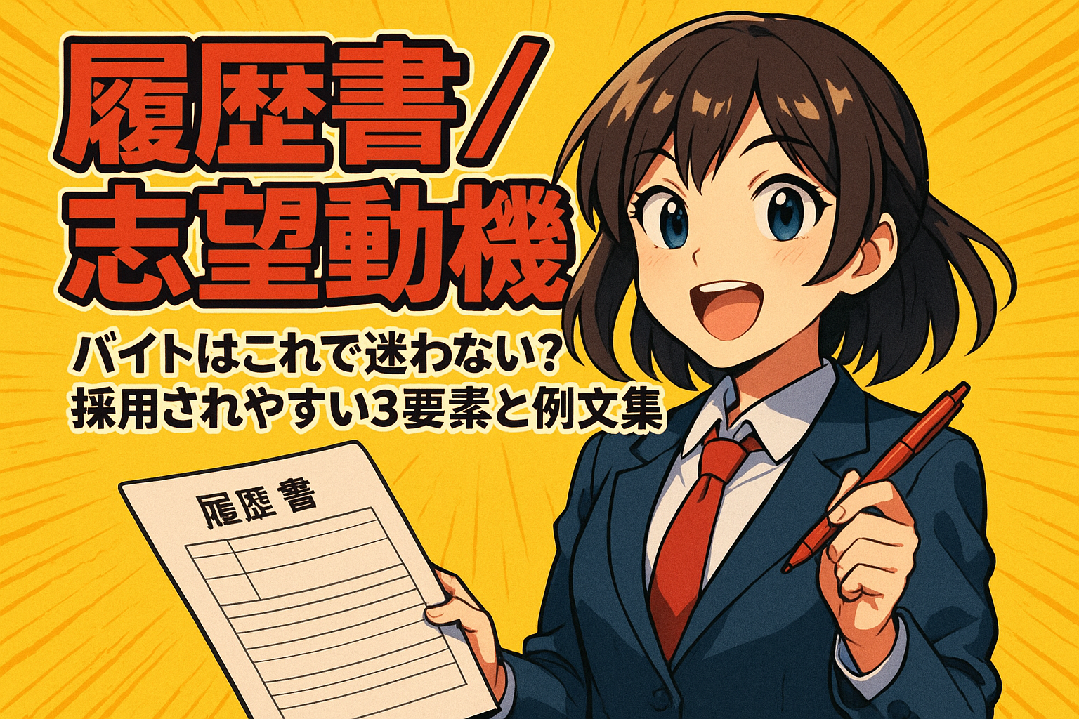 履歴書/志望動機 例文 バイトはこれで迷わない？採用されやすい3要素と例文集