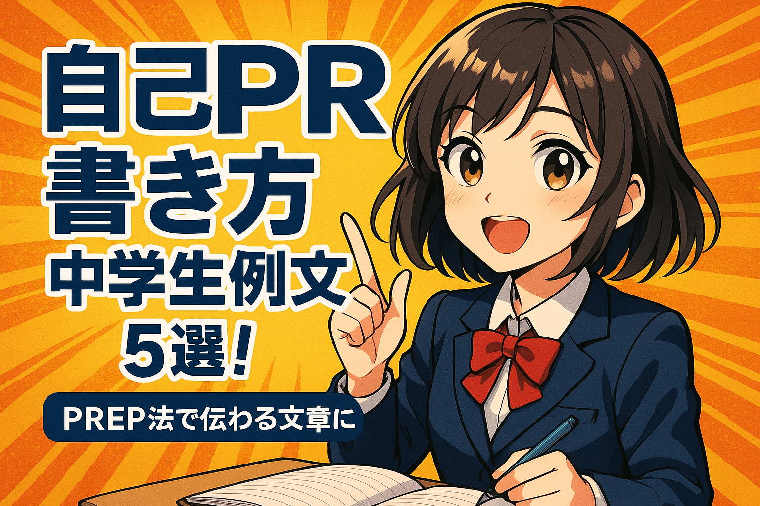 自己 pr 書き方中学生例文5選!PREP法で伝わる文章に