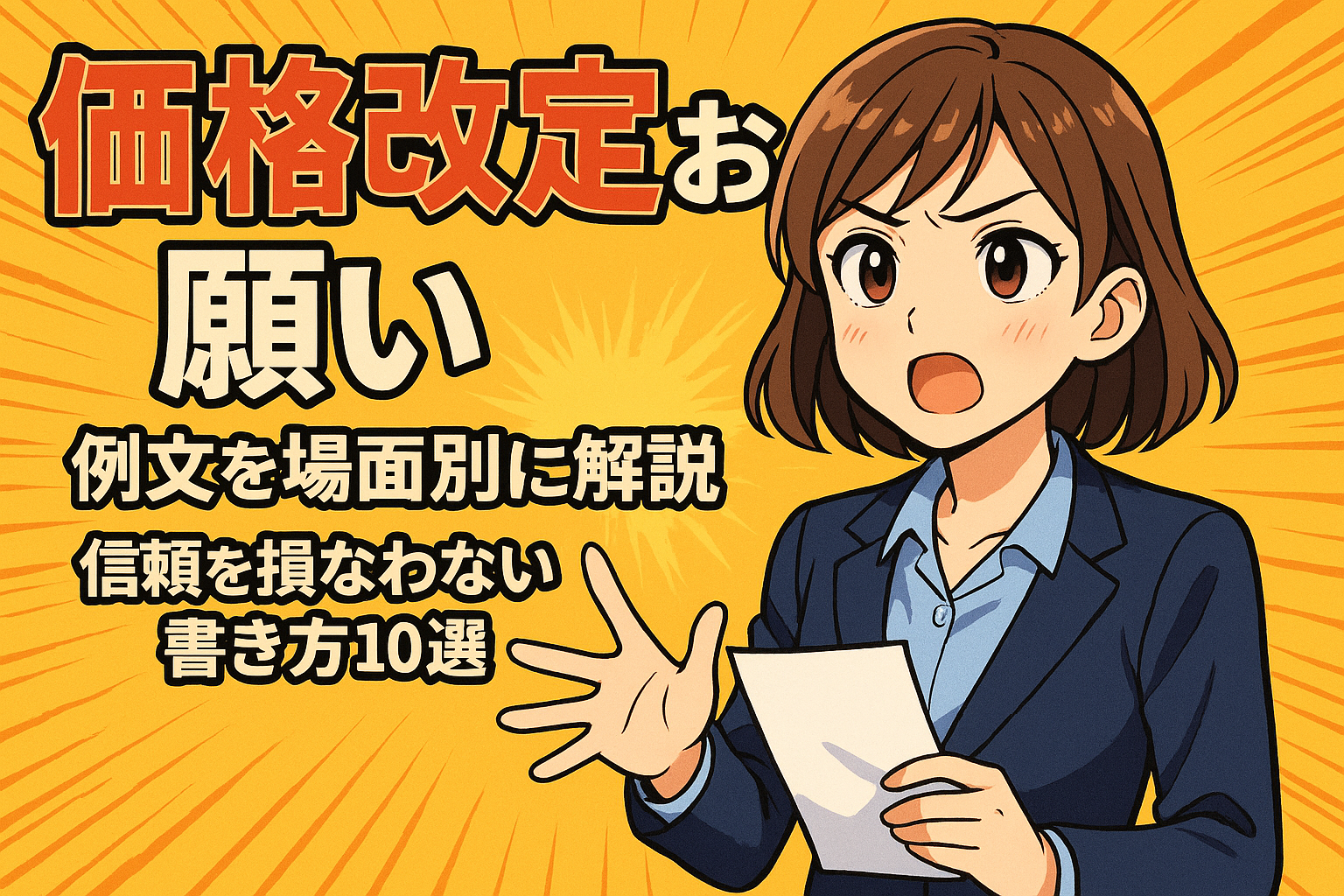 価格改定 お願い 例文を場面別に解説？信頼を損なわない書き方10選