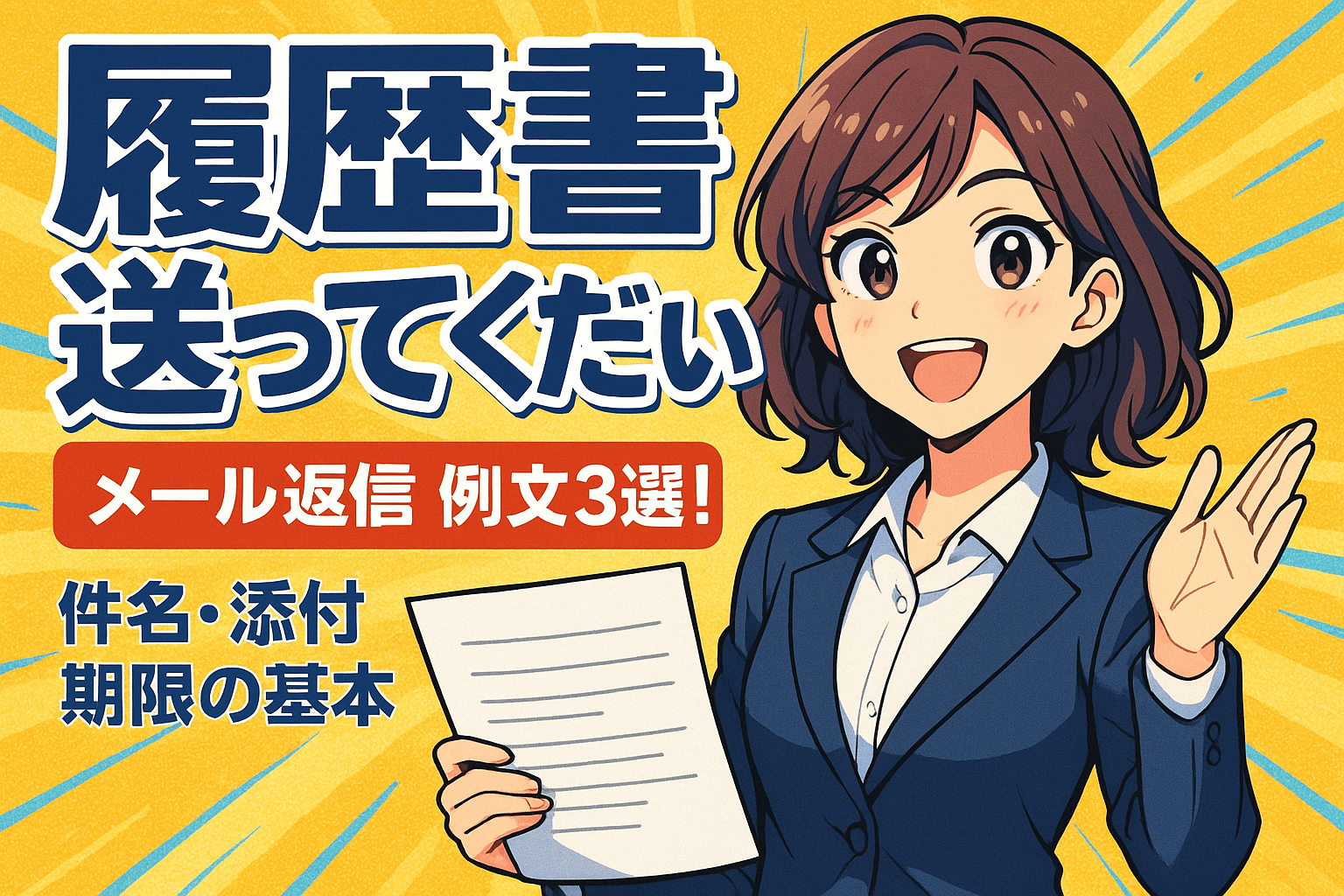 履歴書送ってください メール返信 例文3選！件名・添付・期限の基本
