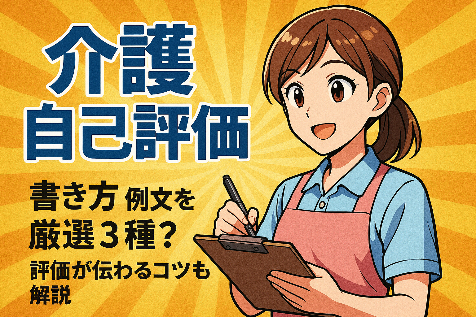 介護自己評価 書き方 例文を厳選3種?評価が伝わるコツも解説