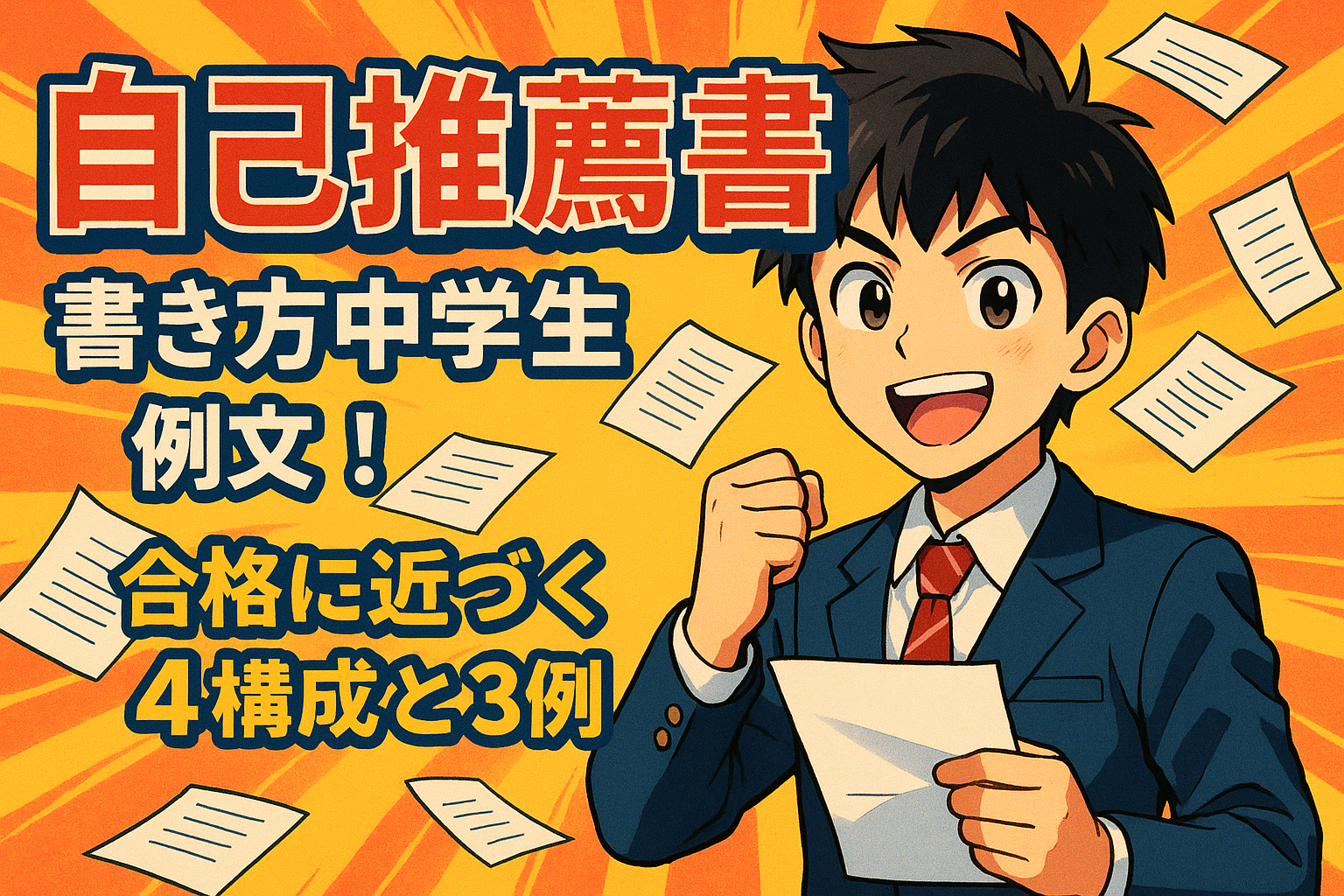 自己推薦書 書き方中学生 例文！合格に近づく4構成と3例
