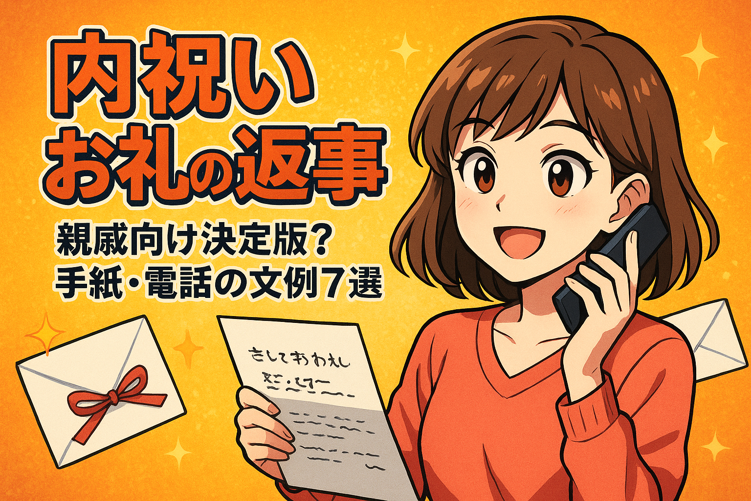内祝いお礼の返事 例文 親戚向け決定版？手紙・電話の文例7選