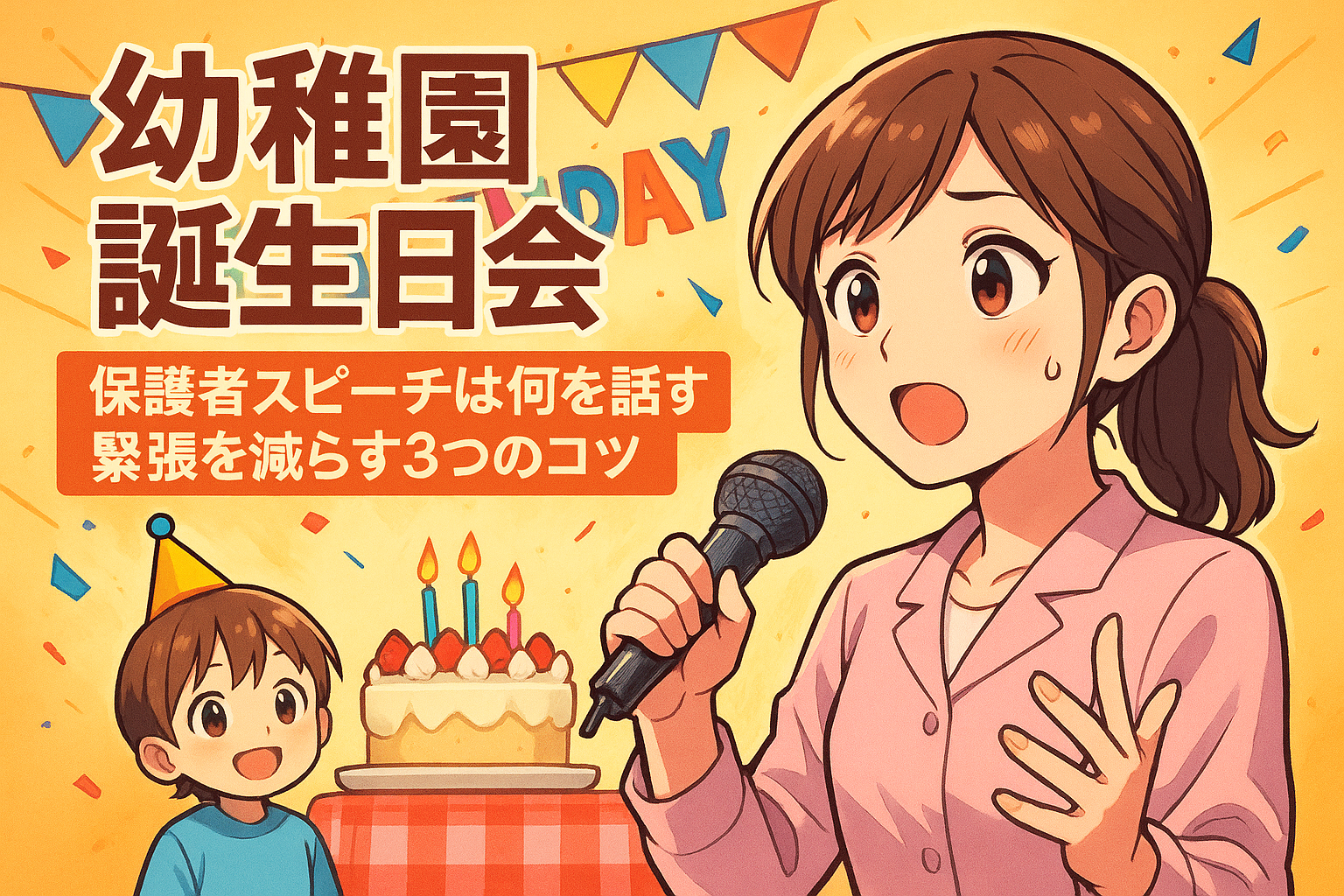 幼稚園 誕生日会 保護者スピーチは何を話す？緊張を減らす3つのコツ