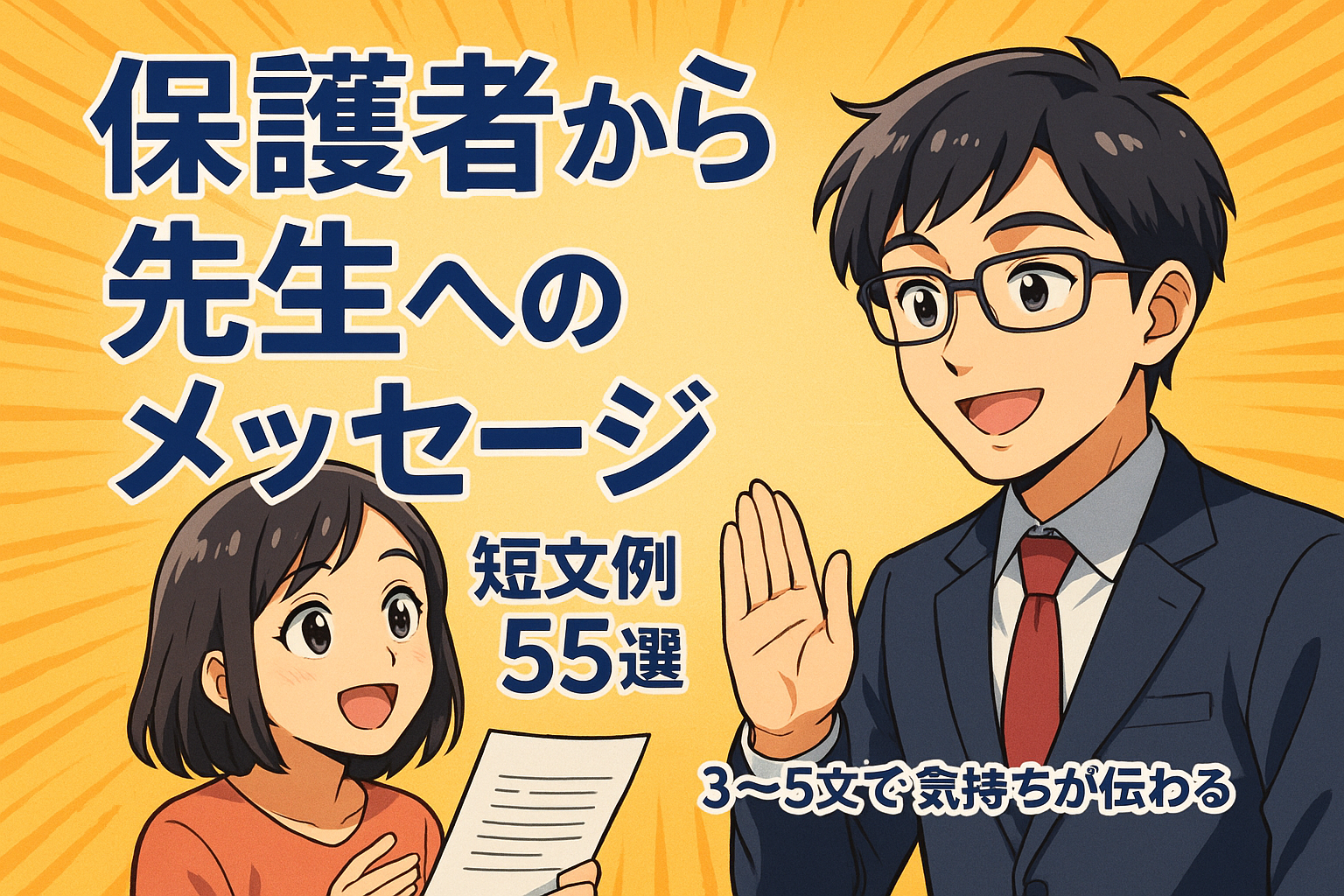 保護者から先生へのメッセージ 短文例55選？3〜5文で気持ちが伝わる書き方