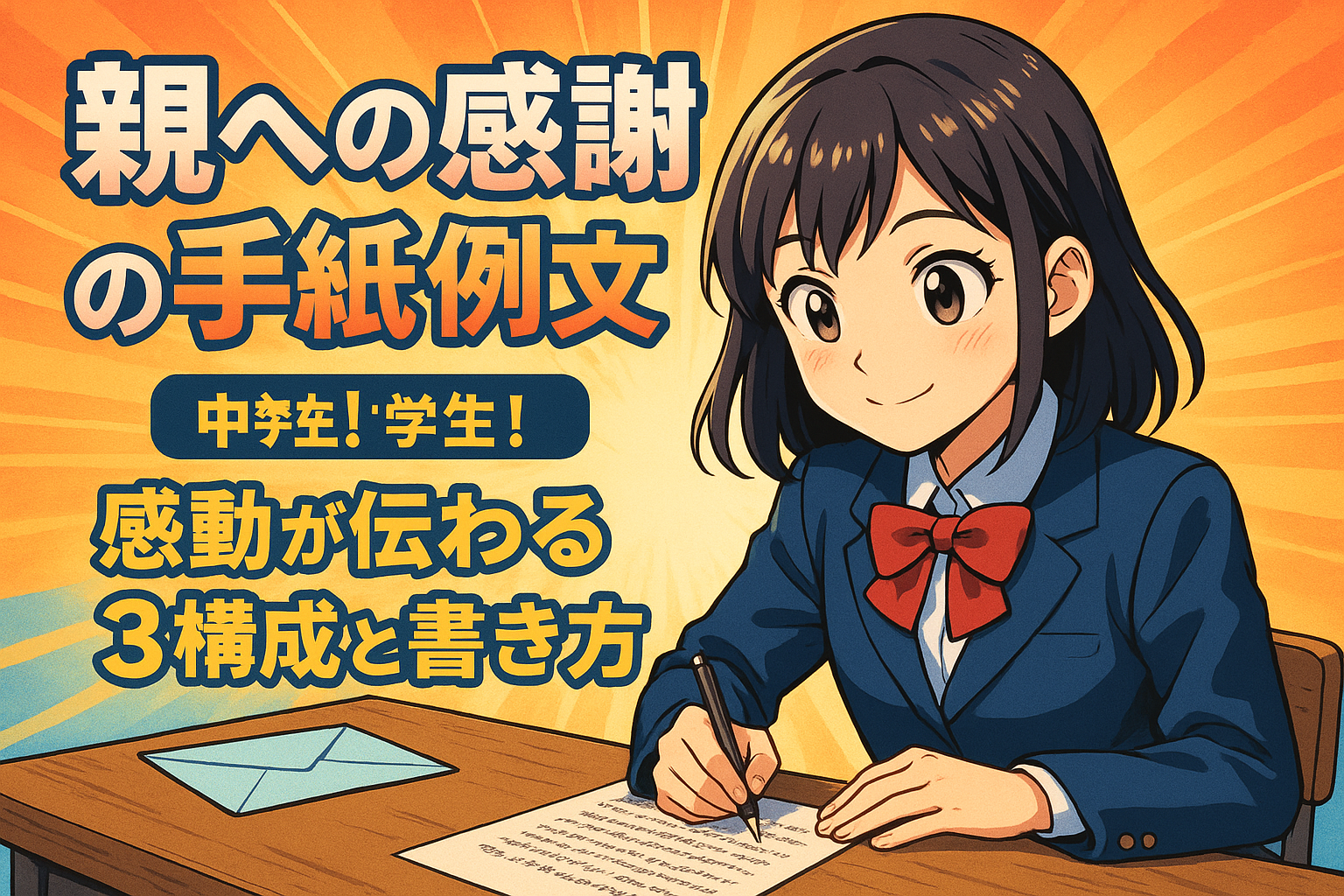 親への感謝の手紙 例文 中学生！感動が伝わる3構成と書き方